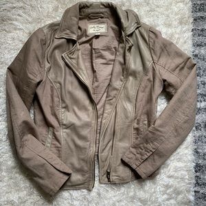 Lucky Brand Two Texture Leather Moto Jacket